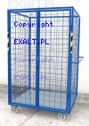 Kosz siatkowy na k�kach z 2 pionowymi drzwiami otwieranymi w bok, no�no�� 250kg, �ciany wype�nione siatk�, drut fi=5mm, oczko 50x50mm
