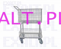W�zek pocztowy, pomocniczy z 1 koszem do przewozu dokument�w i list�w, kolor RAL 7047, 4 ko�a nastawne (w dolnej cz�ci w�zka p�ka pomocnicza)