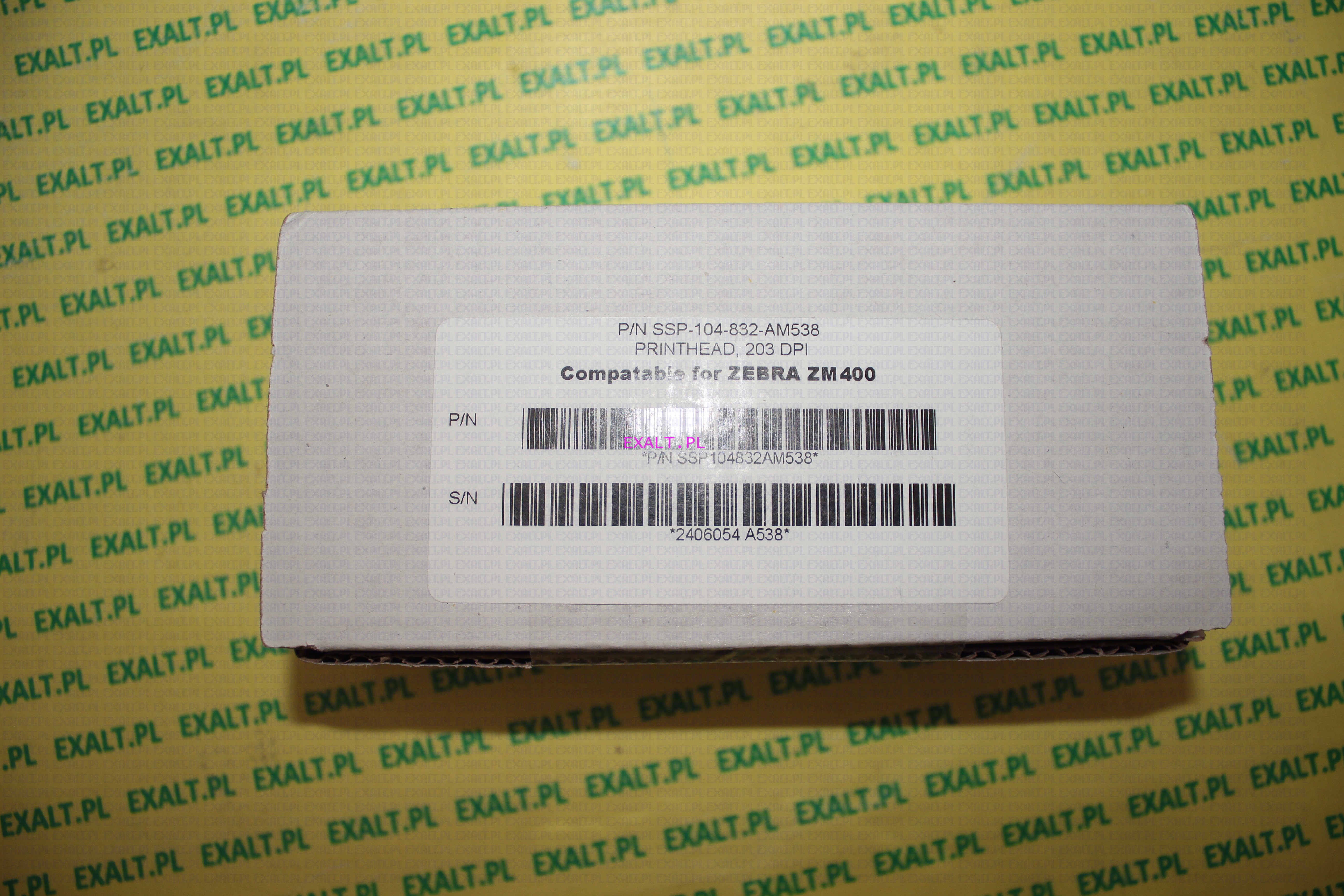 G�owica SSP-104-832-AM538 do drukarki Zebra ZM-400, rozdzielczo�� 200 lub 203dPi (8dot/mm), oryginalny �cis�y odpowiednik ZEBRA dla g�owicy 79800M