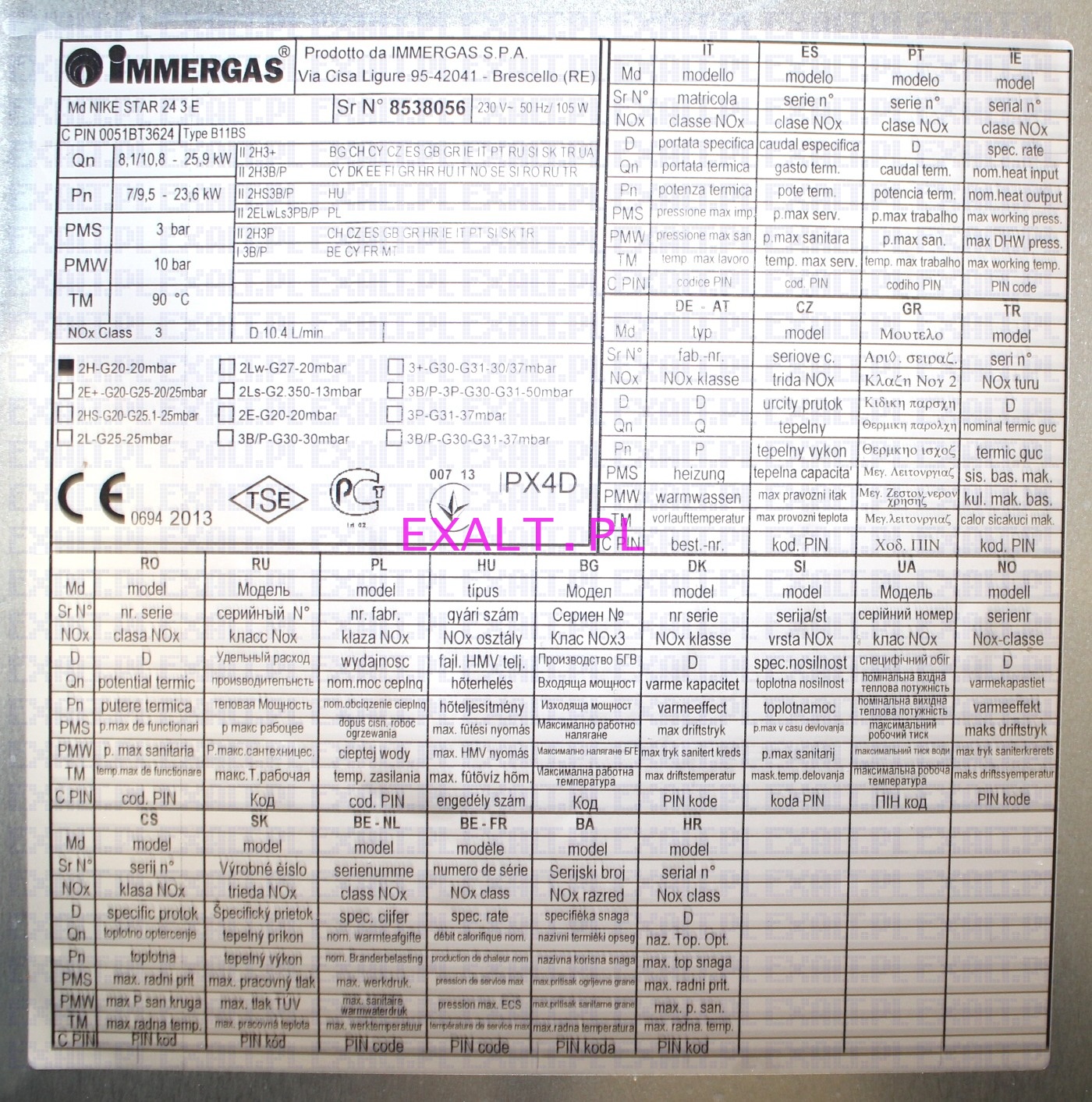 Immergas Nike Star 24 3 E kocio� z otwart� komor� spalania (kod producenta: 3.019479)