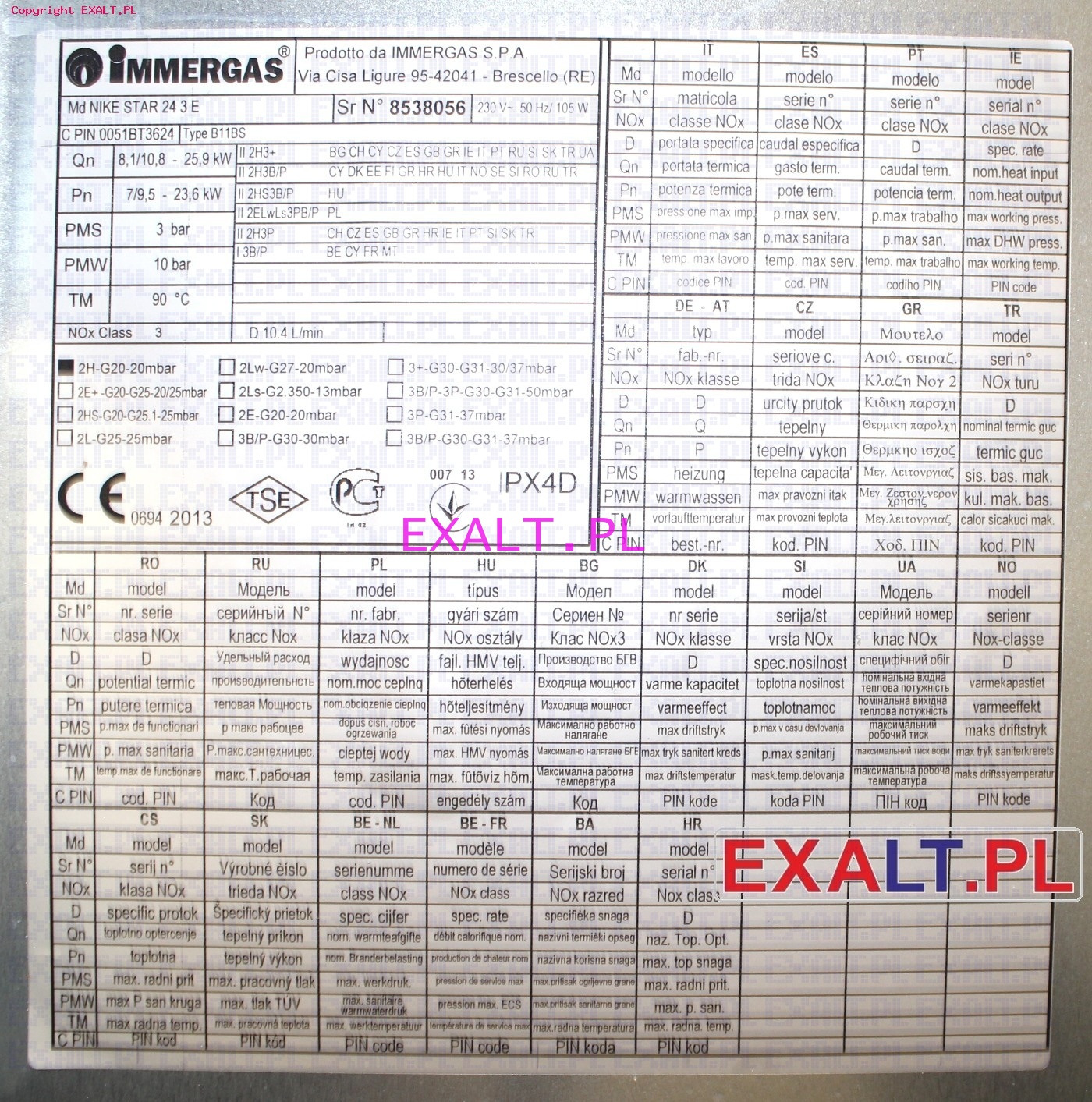 Immergas Nike Star 24 3 E kocio� z otwart� komor� spalania (kod producenta: 3.019479)