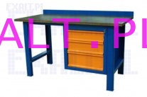 St warsztatowy SP-P, wymiar stou: 1500 x 750 mm + modu SS-3-P-1 z szafk o trzech szufladach o wymiarach 620 x 580 x 650 mm, kolor RAL-2008