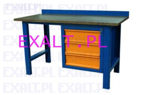 St warsztatowy SP-P, wymiar stou: 1500 x 750 mm + modu SS-3-P z szafk o trzech szufladach o wymiarach 620 x 580 x 650 mm, kolor RAL-7016