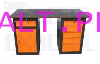 St warsztatowy na cokole SS-P, wymiar stou: 1500 x 745 x 30 mm + 2 moduy SS-d-1/-5, szuflada/drzwi/5/szuflad, kolor RAL-7032