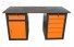 St warsztatowy na cokole SS-P, wymiar stou: 2000 x 745 x 30 mm + 2 moduy SS-d-1/-5, szuflada/drzwi/5/szuflad, kolor RAL-7032