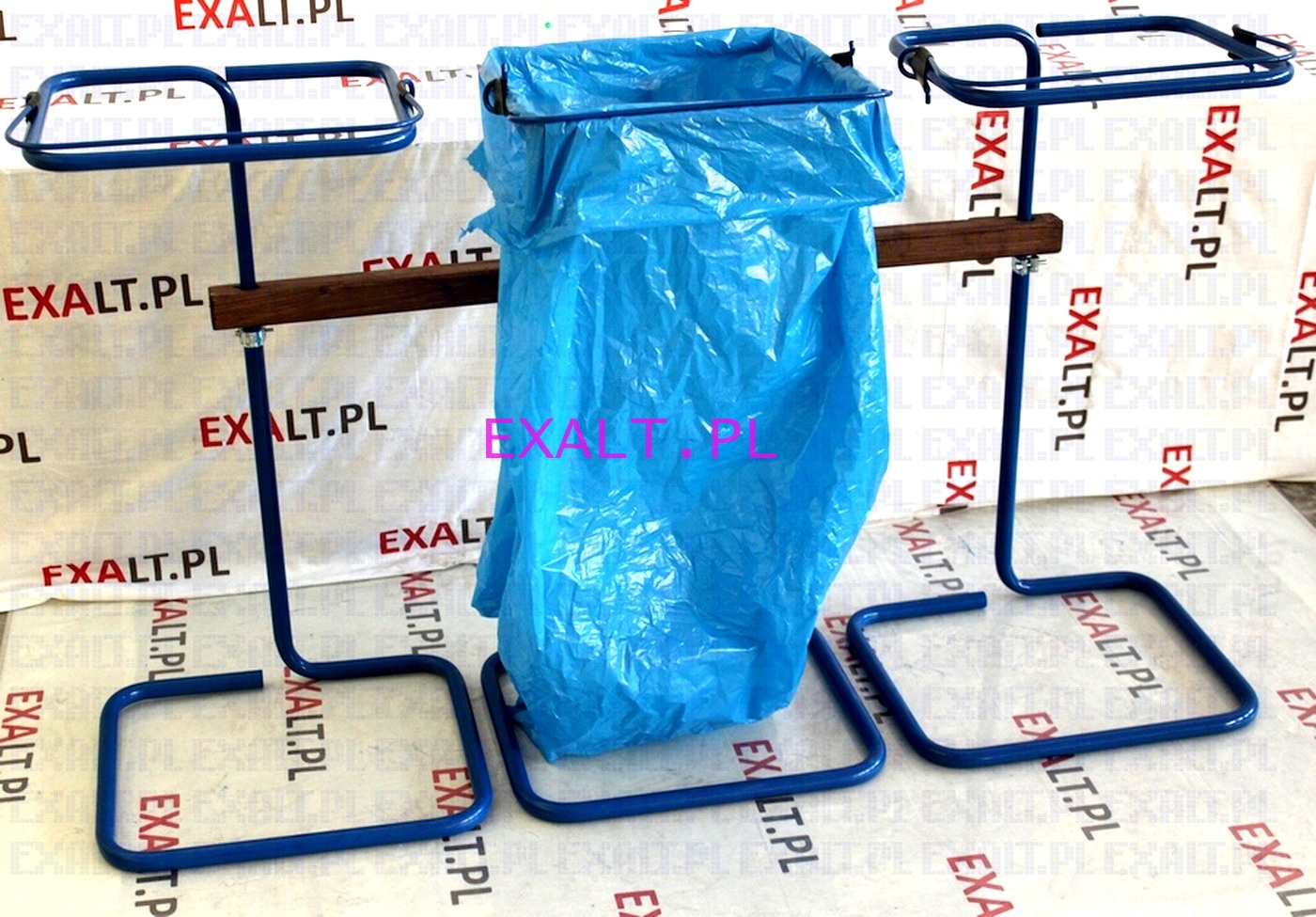 Kosz stojak na worki �mieciowe 3 x 120 litr�w, potr�jny bez pokryw, malowany proszkowo