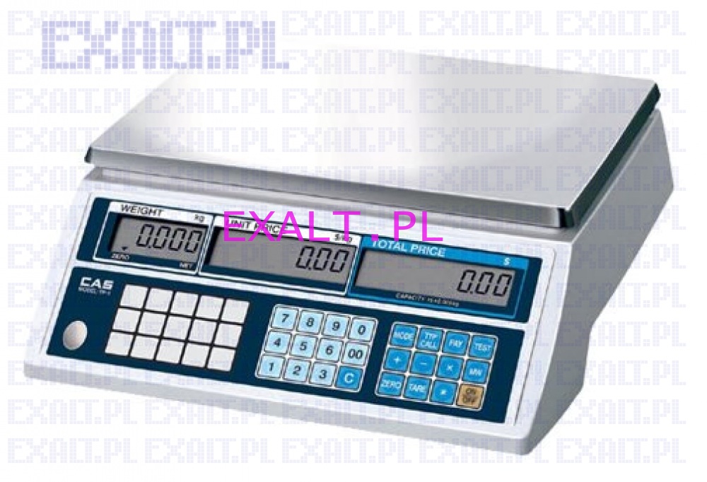 Waga kalkulacyjna CAS TP-2 (15kg) bez wysignika, z interfejsem do kasy fiskalnej, na baterie i na prd, legalizowana