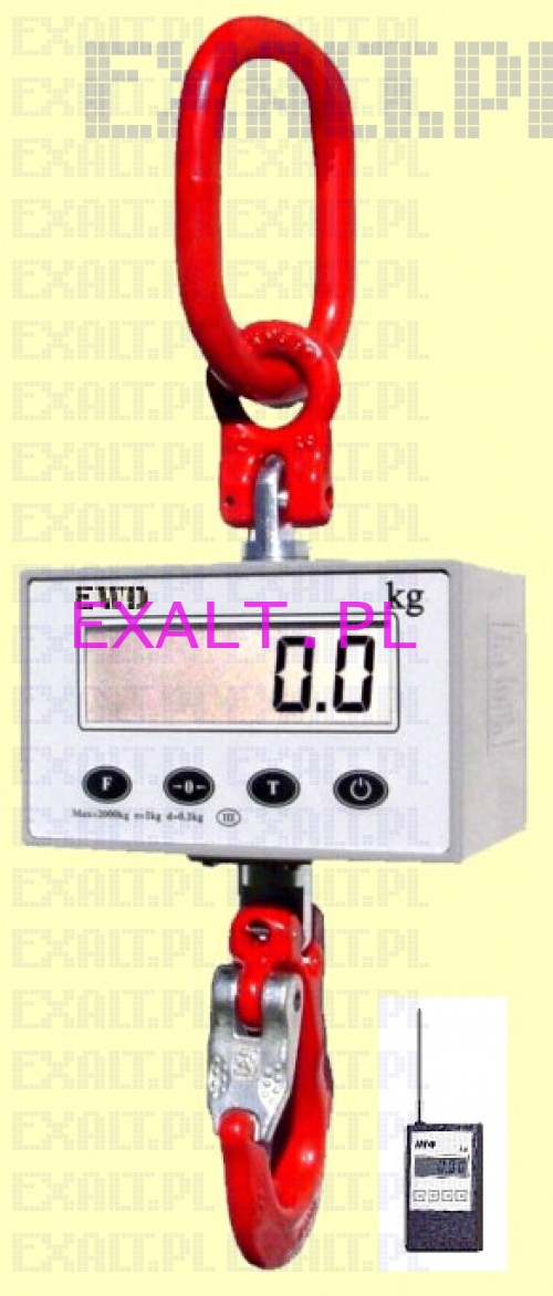 Waga dwigowa EWD 20H , nono 2000kg, dokadno 1kg, legalizowana z pilotem radiowym