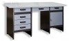 St warsztatowy - biurko mistrza GSM 06 z blatem obitym blach, kolor srebrzysty, siwy