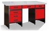 St warsztatowy - biurko mistrza GSM 06 z blatem obitym blach, kolor RAL3020, czerwony