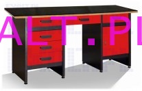 St warsztatowy - biurko mistrza GSM 06 z blatem oklejonym gum, kolor RAL3020, czerwony