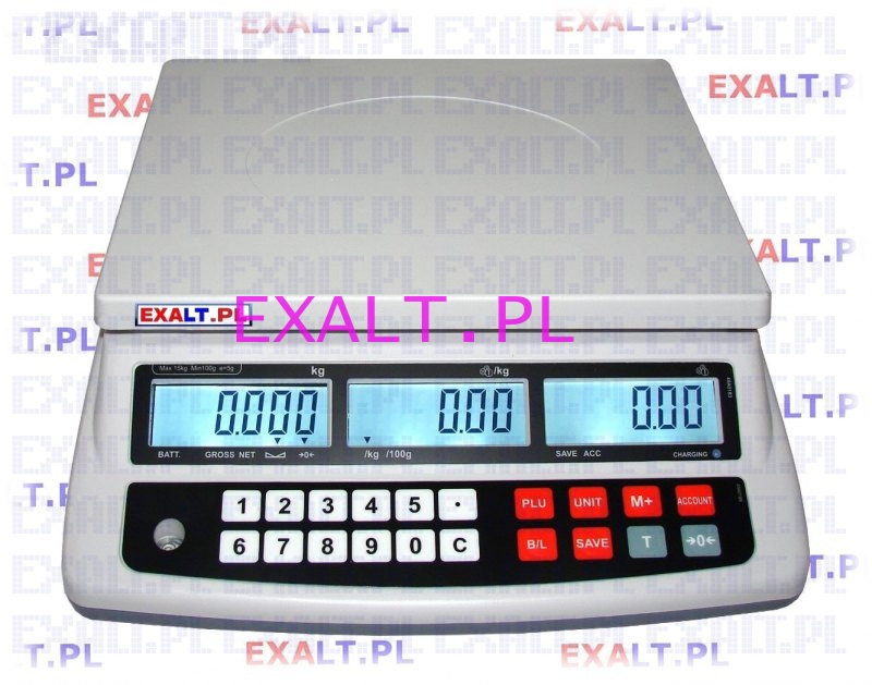 Waga kalkulacyjna legalizowana paska SPC-S 15kg/5g, szalka nierdzewna 300x230mm, akumulator