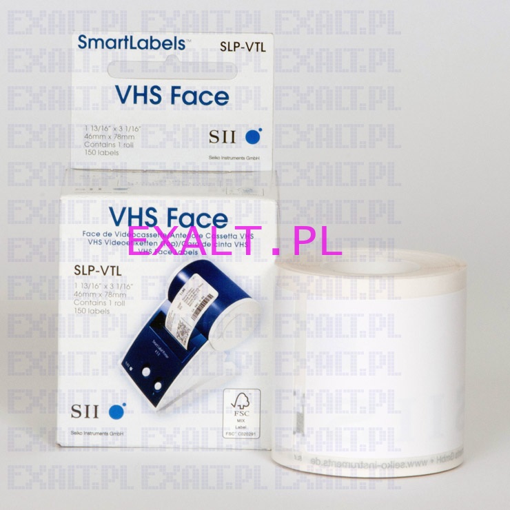 ETYKIETY DO smart label printer 450, rozmiar etykiety 46x78mm , liczba etykiet na rolce 150szt. , lle rolek w opak. 2 , Kolor biae na kasety VHS/front