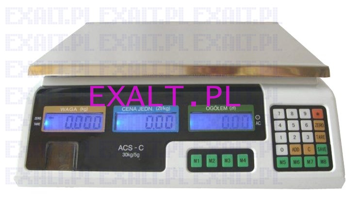 Waga kalkulacyjna ACS-C 30kg/5g z wywietlaczem LCD (ciekokrystalicznym, podwietlanym) nielegalizowana
