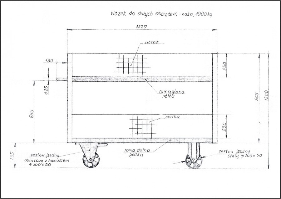 wymiarowanie wozka 1000kg