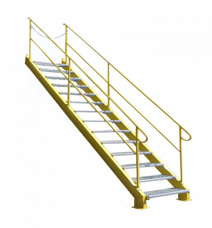 schody metalowe z barierkami bocznymi