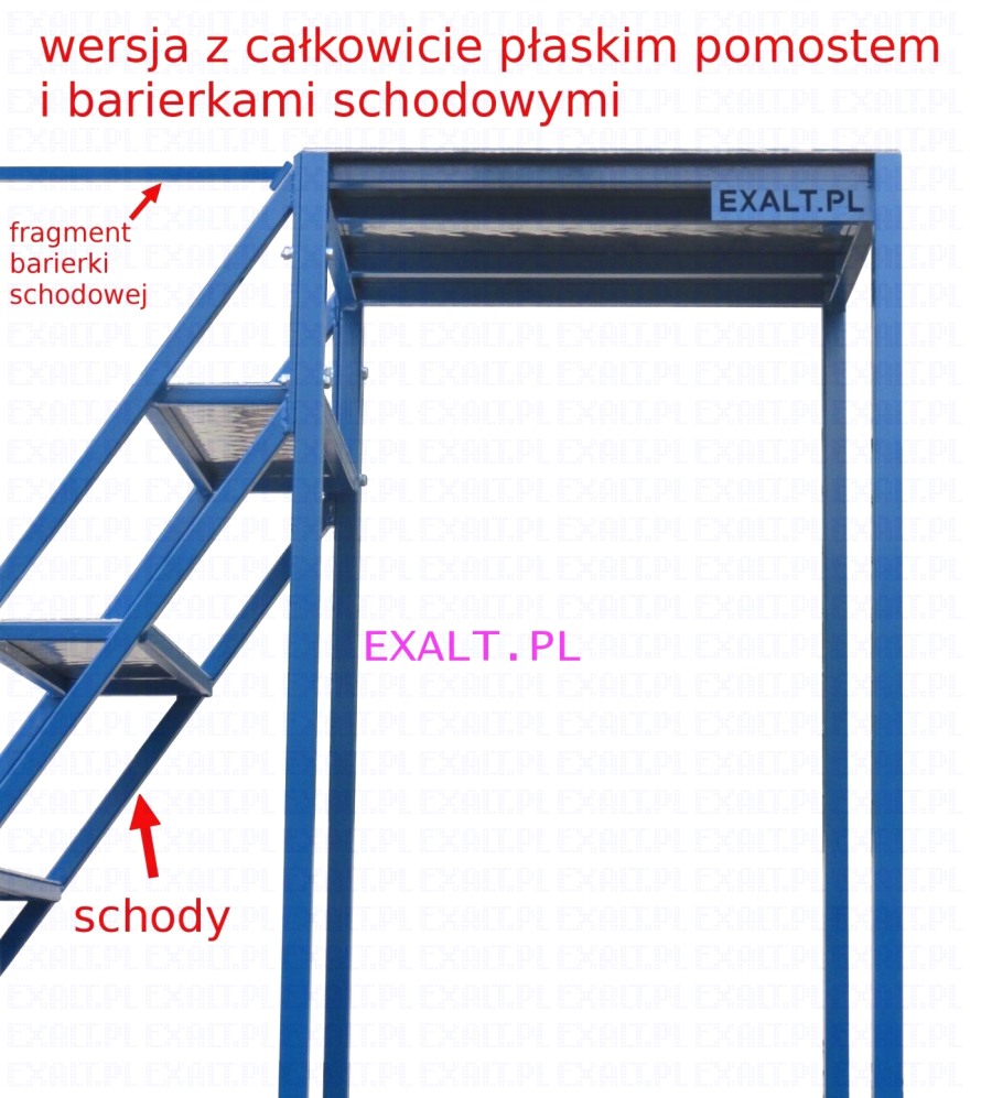 pomost schodowy z plaskim pomostem