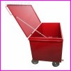 Wzek skrzyniowy zamykany o duej pojemnoci z wiekiem zamykanym bez zamka, pokrywa przystosowana do przewozu odpadw medycznych (kod odpadw: 18 01 03 i 18 01 06) - z otworem spustowym, WERSJA POWIKSZONA W STOSUNKU DO WS1-MED, kolor czerwony RAL 3000