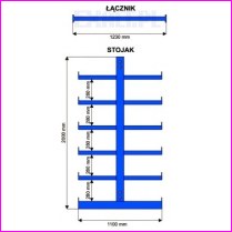 Rega metalowy wspornikowy dwustronny, RW2-2400x5000x1100 , liczba stojakw 5szt.