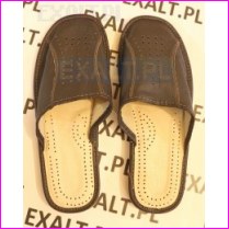 kapcie pe�ne sk�rzane br�zowe 46