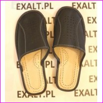 kapcie pe�ne sk�rzane ciemny granat 46