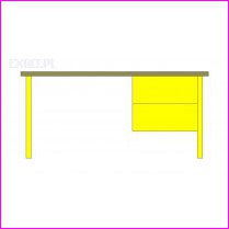 St warsztatowy pod kontenery podwieszane mae, wymiar stou: 1500 x 745 x 30 mm, + kontener may podwieszany K-2 szuflada/szuflada, kolor RAL-1018