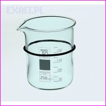 Zlewka szklana ze specjalnym piercieniem mocujcym do myjek, fi=65 mm , pojemno 250 ml