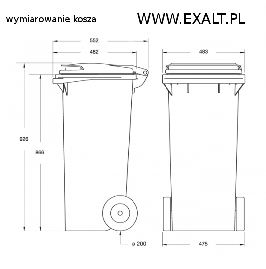 wymiary kosza na mieci na kkach