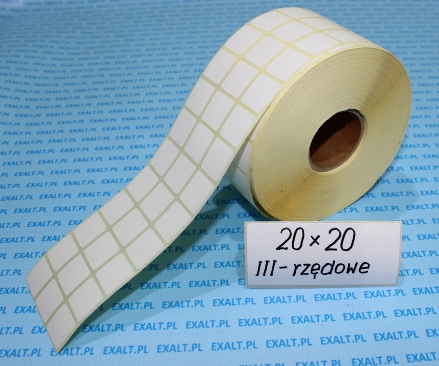 etykiety 3-rzedowe 20x20mm termiczne