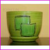 Doniczka Ceramiczna Classic 1 o �rednicy 13,5cm. Wz�r Kwadrat. Zielona. Cena za 6szt