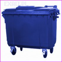 Pojemnik na odpady bytowe - model MGB 660 niebieski, o pojemnoci 660 litrw
