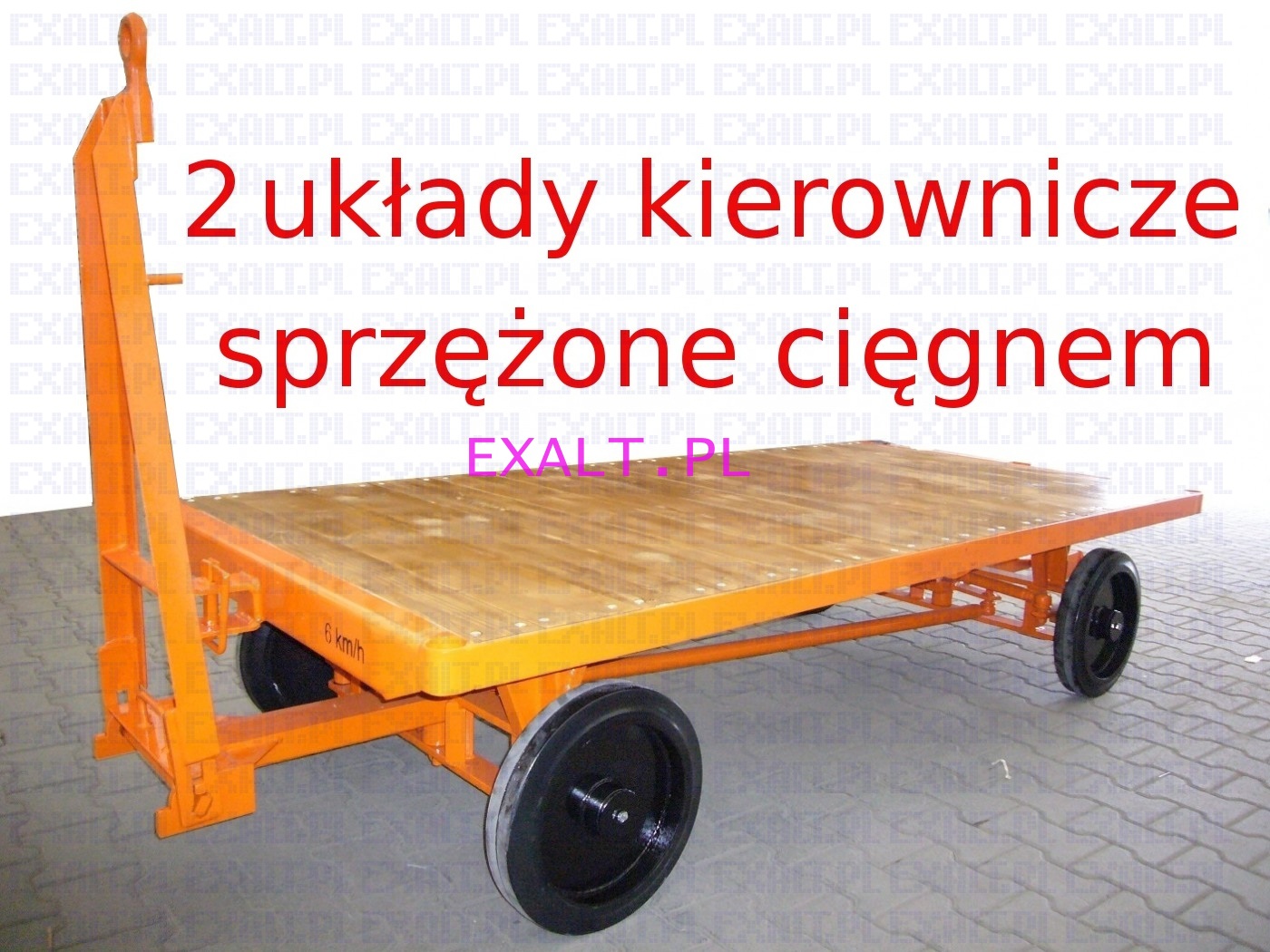 w�zek transportowy do bardzo du�ych obci��e�, typ A, no�no�� 10 ton, wymiary platformy 2.5x1.25m (2 uk�ady kierownicze sprz�one ci�gnem)