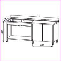 St� ze zlewem 2-komorowym, szafk� – drzwi uchylne i p�k� E 2295