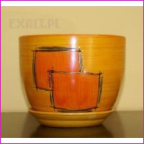 Doniczka Ceramiczna Classic 2 o �rednicy 16,5cm. Wz�r Kwadrat. Fioletowa. Cena za 6szt